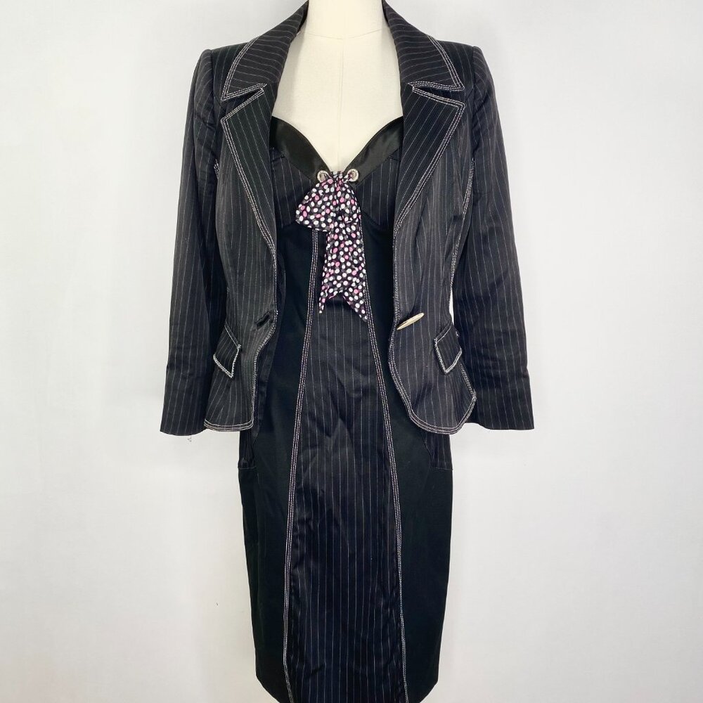 Maria Grazia Severi  - Black pinstripe Dress & Blazer Set